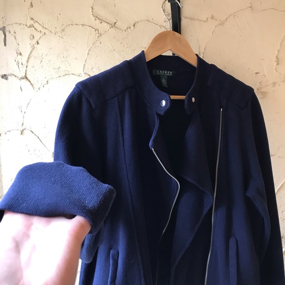 New! Ralph Lauren Navy Knit Moto Jacket - Picture 10 of 10